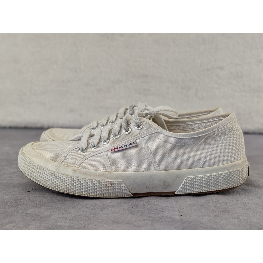 Superga 2750 Cotu Classic White Canvas Low Top Sneakers Womens 8.5 EU 39.5